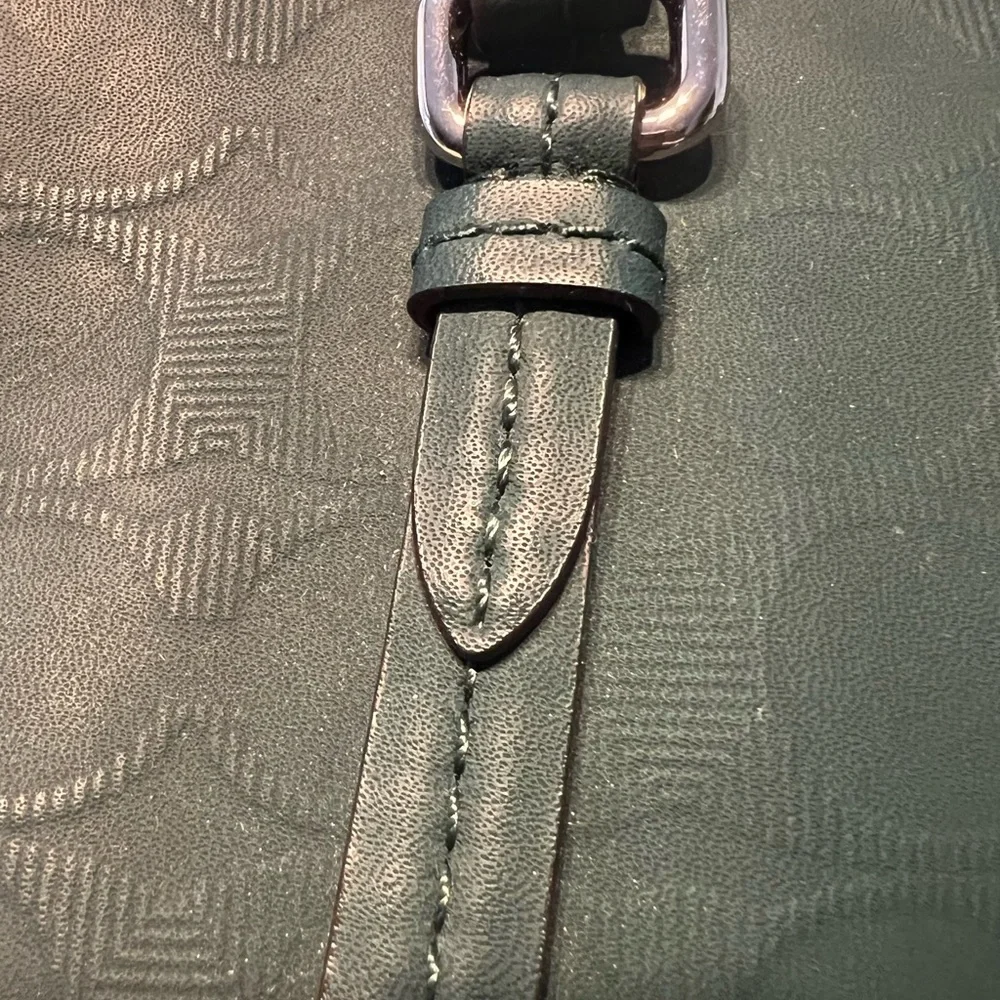 Coach Peyton Authentic Linear C Embossed Leather Zip Hunter Green Tote Bag - Picture 9 of 9